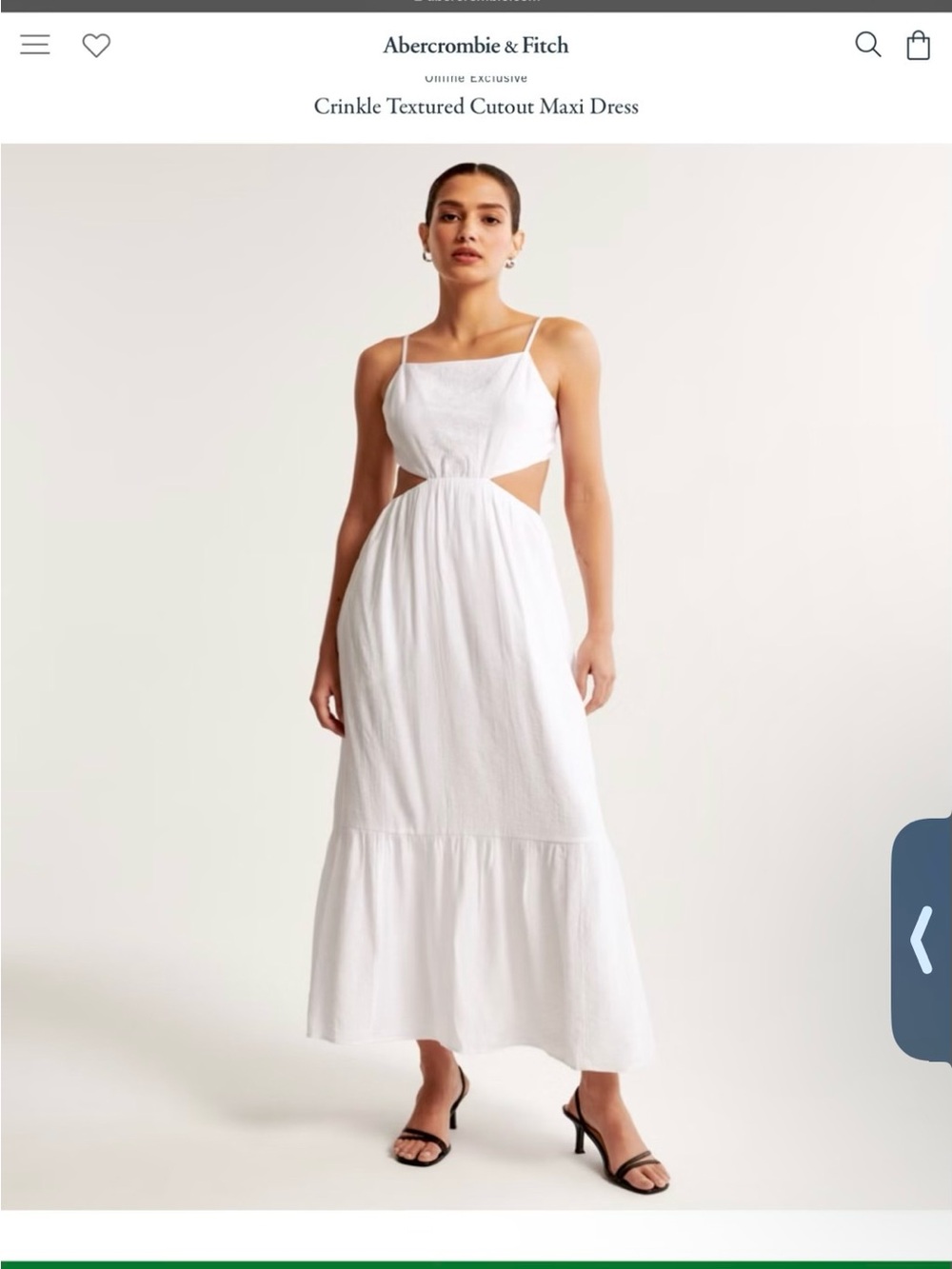 Abercrombie & Fitch White Crinkle Maxi Dress with Side Cutouts